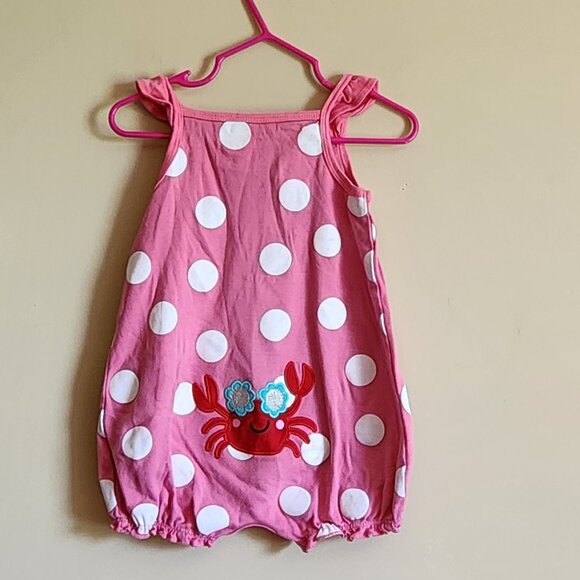 Carter's Baby Girl Polka Dot Crab Embroidered Romper Size 18 Months - Picture 3 of 5